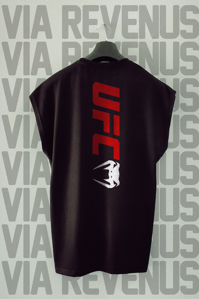 Vordevia Ufc Back Printed Zero Sleeve Crew Neck Sports Tshirt