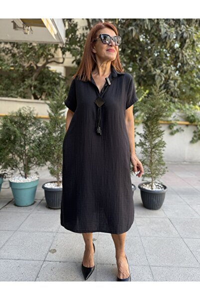 DenizEge V-Neck Muslin Dress White