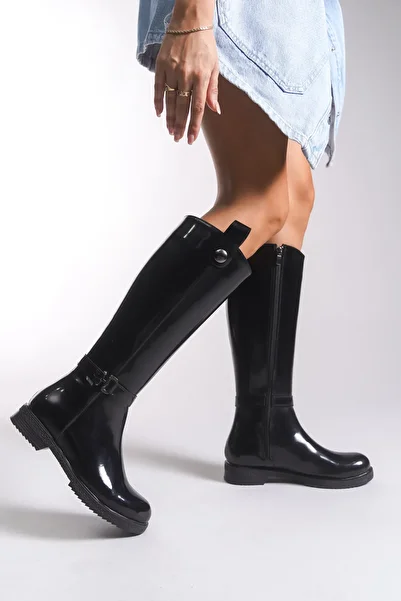 Riccon Women's Boots 00120121 Black Patent Leather