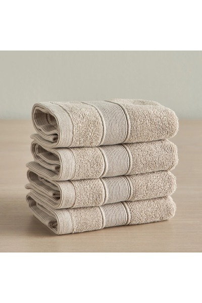 Generic Eco Soft 4-Piece 650 GSM Organic Turkish Cotton Fingertip Towel Set - 30x30 cm