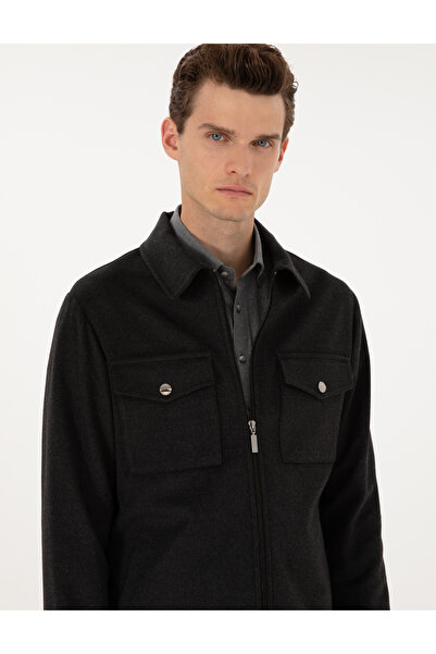 Pierre Cardin Antrasit Regular Fit Fermuarlı Ceket 50316426-VR006