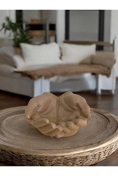 Porselian Handmade Concrete Decorative Organizer Bowl with Hand & Palm Figure...