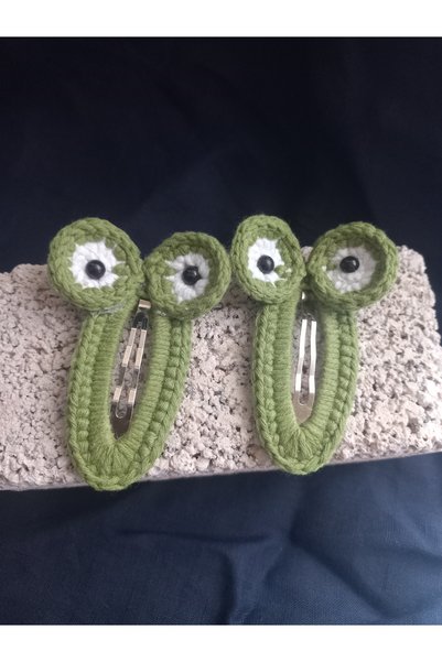 lavantebutik Snap Buckle Frog Model Hand Knitted Hair Clip