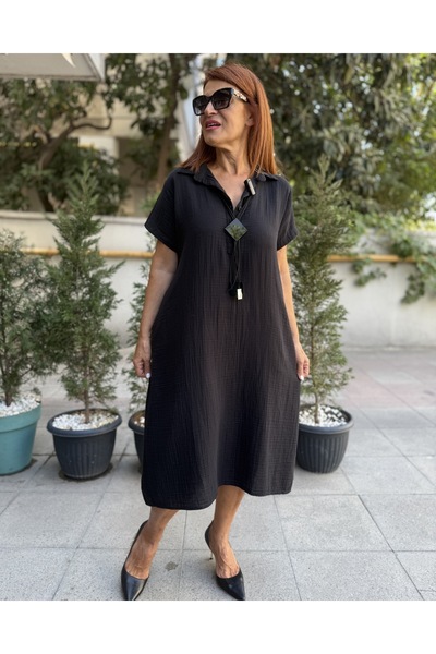 DenizEge V-Neck Muslin Dress White
