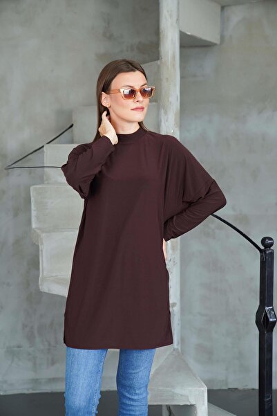 penyebizden Μεταξωτό Εξαιρετικά Μακρύ Τούνικ - Καφέ