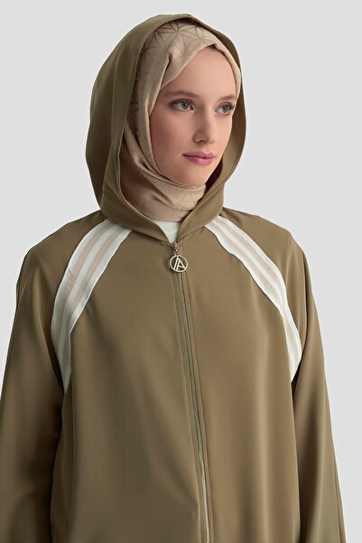 Armine TREND ARMİNE TREND Boydan Fermuarlı Kapüşonlu Tunik-Haki 25YT409