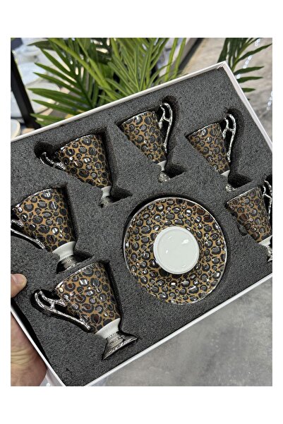 Doğudeko Taliana Silver Coffee 6-Piece Porcelain Cup Set