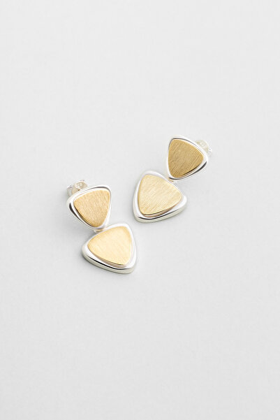 So CHIC... Lyra 18 Ayar Sarı ve Beyaz Altın Kaplama Sallantılı Gümüş Küpe