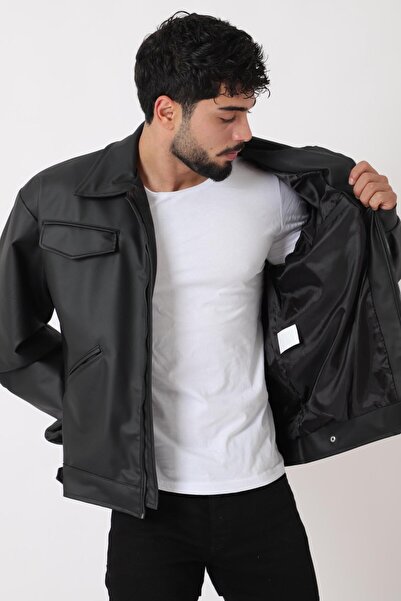 Stilkombin Cep Detail Яке с висока яка от изкуствена кожа Bl 1848_50455