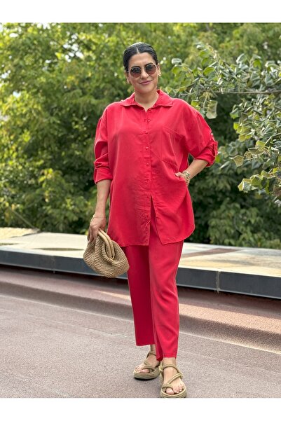 Suziş 100% Cotton Oversized Shirt and Pants Set Cr1181