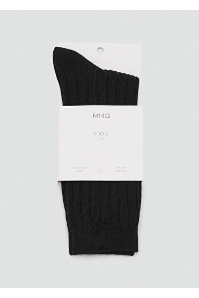 MANGO Woman Yün karışımlı fitilli çoraplar