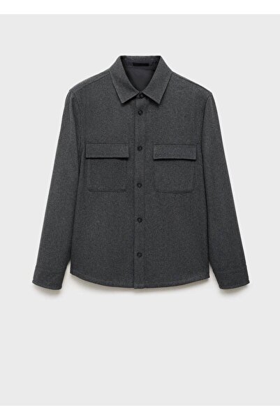 MANGO Man Cepli yün gömlek ceket