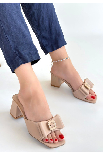 Ovebu Pier nude skin high heel slippers