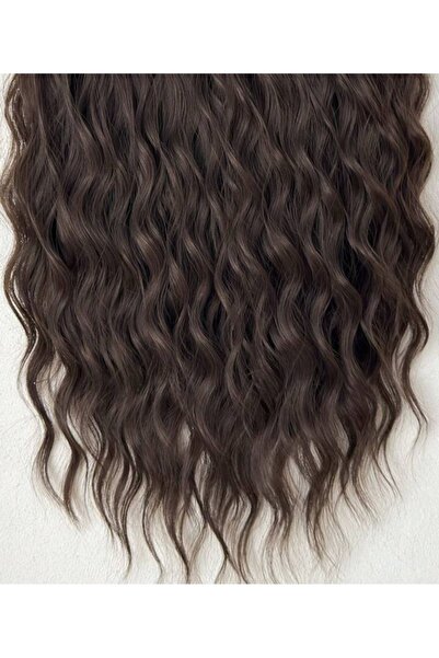 AKOLİFE Dark Brown Afro Wavy Half Moon + 2 Side Snap Hair Extensions Set - Heat Resistant
