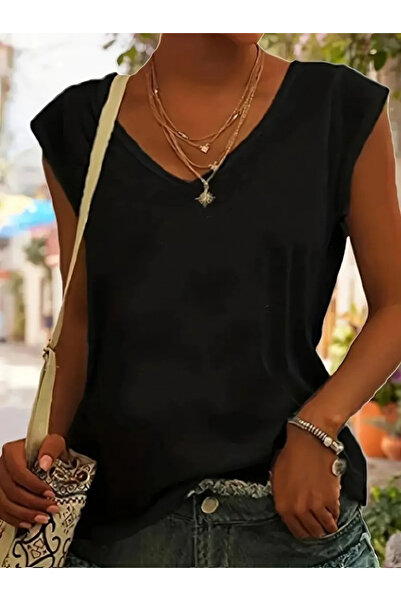 JARDİN ALLURE    بلوزة فيسكوز نسائية بأكمام قصيرة ورقبة على شكل حرف V