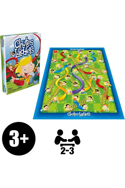 Hasbro لعبة السلالم والزلاقات اللوحية للأطفال - لعبة كلاسيكية لمرحلة ما قبل المدرسة من هاسبرو، مناسبة للأعمار من ٣ سنوات فما فوق، من ٢ إلى ٣ لاعبين