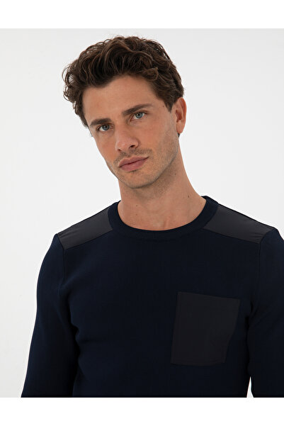 Pierre Cardin Lacivert Regular Fit Bisiklet Yaka Triko Kazak 50315762-VR033