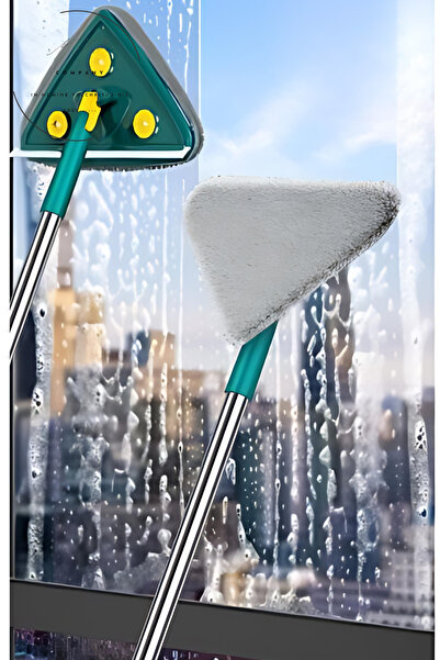 CÖDEL Bezli Üçgen Çek Çekli Mop Islak Mendil Uyumlu 150 cm Pratik Temizlik Mopu