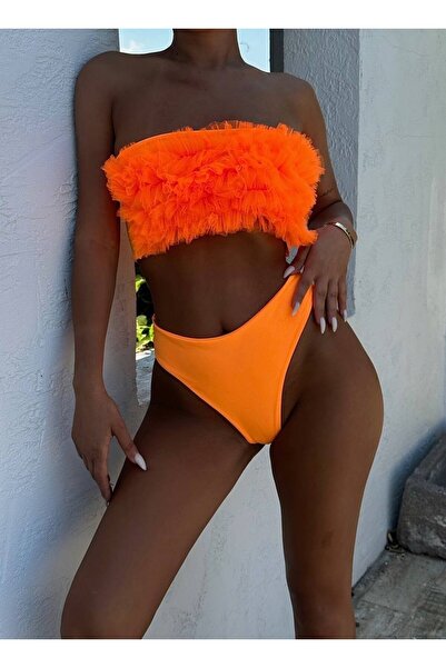 Vavelsa Tüylü Straplez Bikini Takımı