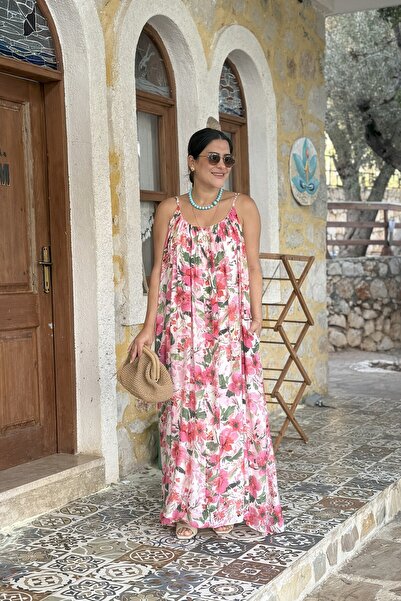Suziş 100% Cotton Collar Dress with Drawband and Straps 4S789