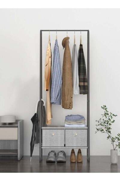 Generic fashionhome Multifunction Metal Clothes Rack with Non-Woven Fabric Drawers Storage Rack for Home an