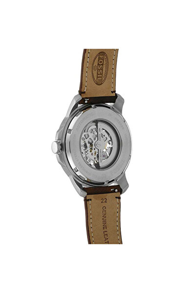 Fossil ساعة رجالية أوتوماتيكية، شاشة تناظرية وحزام جلدي ME3099، سوار بني