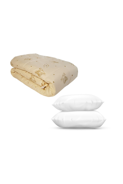 PATONE Set Pilota Lana Iarna Matlasata Crem, 180x210cm si 2 Perne Matlasate 5...