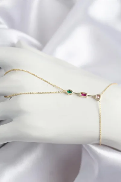 Celira Brass Colored Zircon Stone Model Gold Color Şahmeran Ns0199