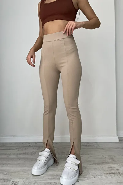 SV Sun Victoria Women's Ribbed Stone Color Leggings with Slits