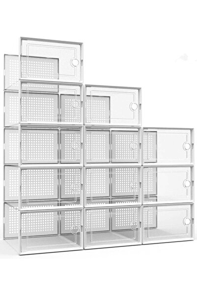 Generic AUTOYSUR Large Shoe Organizer Storage Boxes for Closet, Clear Plastic Stackable Sneaker Containers