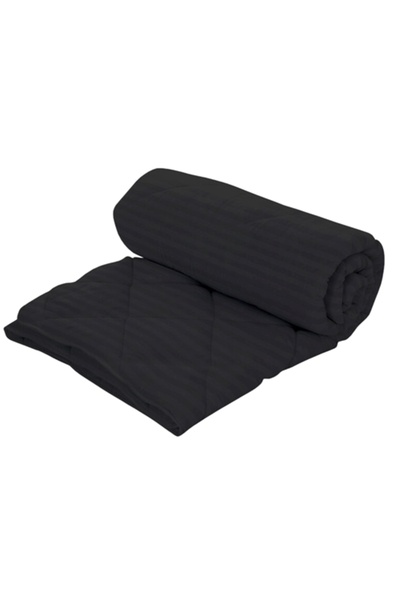 PATONE Winter duvet set, wool, polycotton damask, 140x210cm, quilted, black with 2 pillowcases 50x70cm
