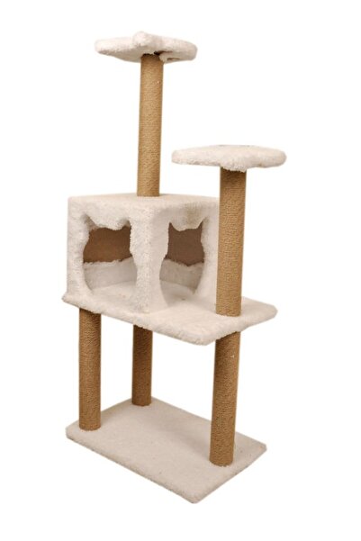 SENNEDİLERSEN Luxury Cat Scratching Platform with Three-Layer Slots and Cat Play House