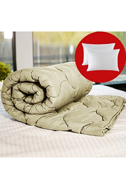 PATONE Winter duvet set, wool, polycotton, 160x210cm, quilted, khaki with 2 pillowcases 50x70cm