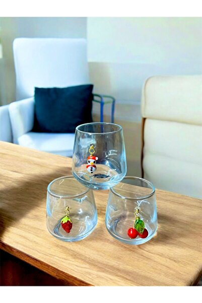 Arsglass El Yapımı Çharmlı Cam Kahve Yanı Su Bardağı 3lü