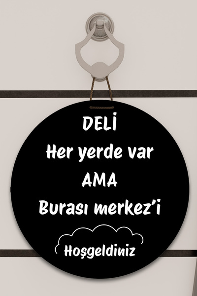 Dormot Dijital Baskı Siyah, Standart, Deli Merkezi Temalı, Kapı süsü, Duvar Süsü