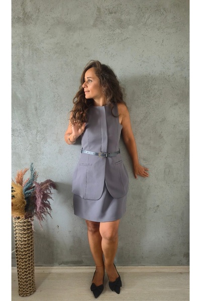 Butik TAKIM GÖRÜNÜMLÜ KEMERLİ ELBİSE