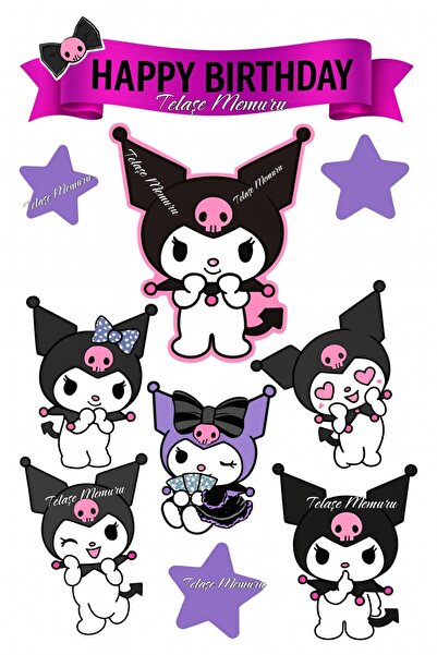 telaşe memuru Kuromi Temalı Yenilebilir Cupcake ve Pasta Resmi Baskısı - Yeni...