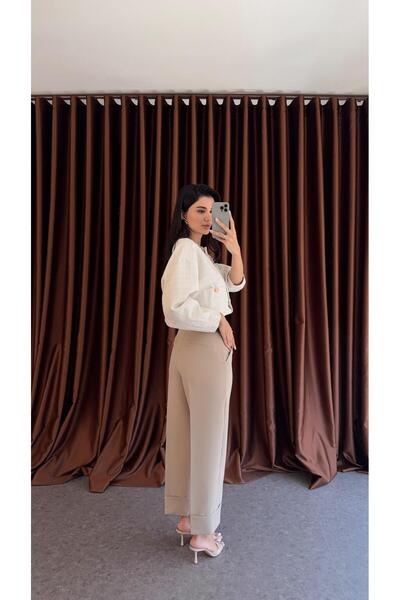 HAZELANNA Layered Cream Trousers