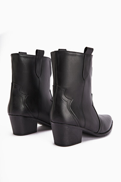 Limoya Erica Siyah Topuklu Western Kadın Bot