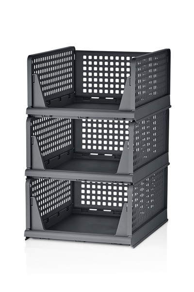 FORSACE 3 Pcs Multipurpose Sliding Rack Functional Clothing Home Accessory Organizer Movable Shelf Anthracite