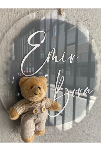 Zen Ahşap Tasarım Pileksi Bebek Kapı Süsü / Yenidoğan kapı süsü