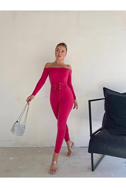 hipnoz butik kadın düşük omuz kemer detaylı tulum