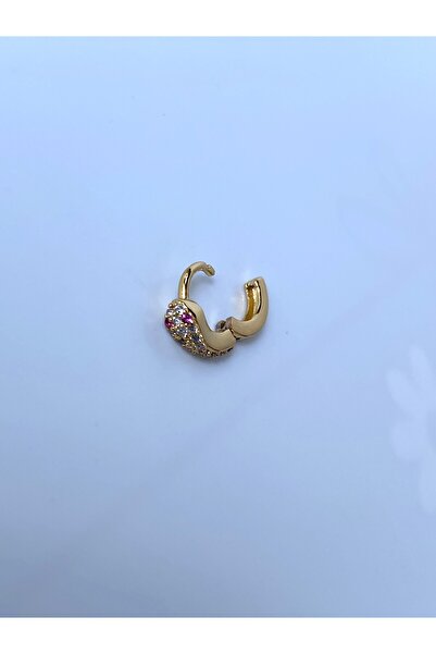 kurukafagift Çelik Piercing Tragus Helix Yılan Pembe Gözlü 6 mm