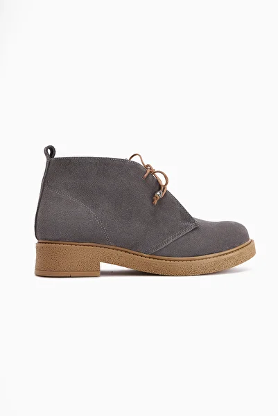 Limoya Henna Genuine Leather Anthracite Suede Lace-Up Women's Boots