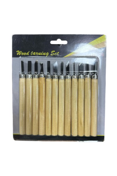 gnsstore Ahşap Saplı Oyma Seti 12Li