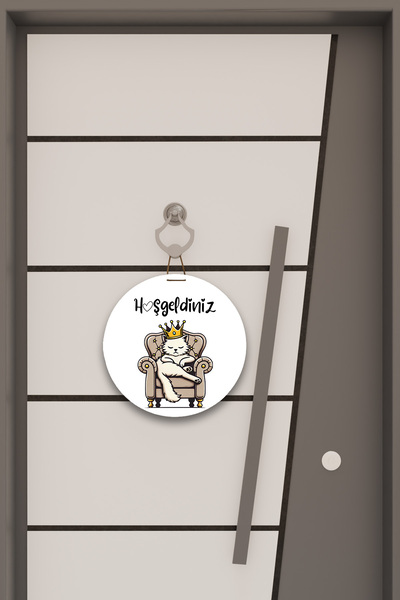 Dormot Imprimare digitală albă, standard, tema este „Acesta este pisicuța nostru”, ornament pentru ușă, ornament de perete