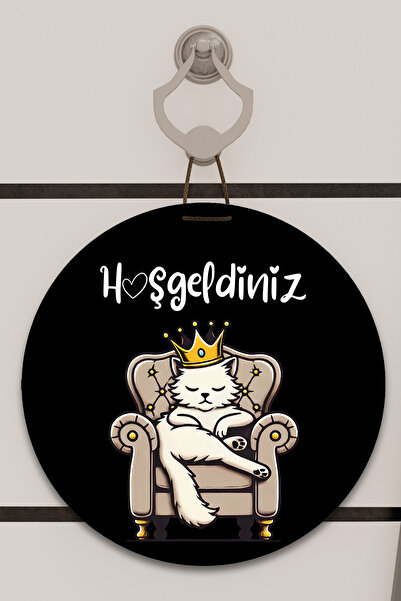 Dormot Dijital Baskı Siyah, Standart, Kedicik Burası Bizim Temalı, Kapı süsü,...