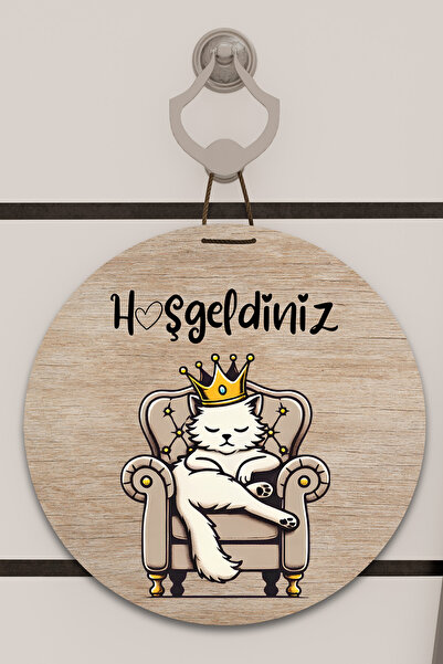 Dormot Dijital Baskı Açık Ahşap, Standart, Kedicik Burası Bizim Temalı, Kapı ...