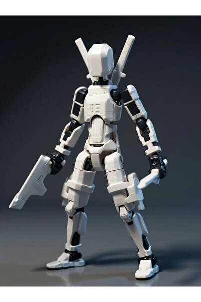 Robot Dummy Yeni Version Robot Dummy Titan 13 Tüm Eklemleri Hareketli Aksiyon Figürü T13 Robot Beyaz