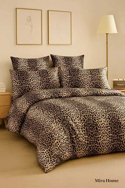 merland benvecocuk Double Cotton Duvet Cover Set Wild Leopard